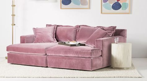 Blush Furniture, Hanging Furniture, Modular Couch, Furniture Dimensions, Pink Living Room, Comfy Couch, Upholstered Sectional, Leather Sectional, Living Room Sectional