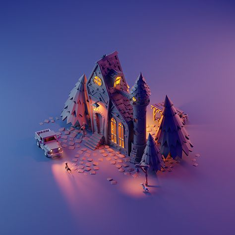 Fantasy House Concept, Graveyard Scene, Poly Art, Low Poly Games, Spooky House, Isometric Art, Art People, Game Environment, Isometric Design