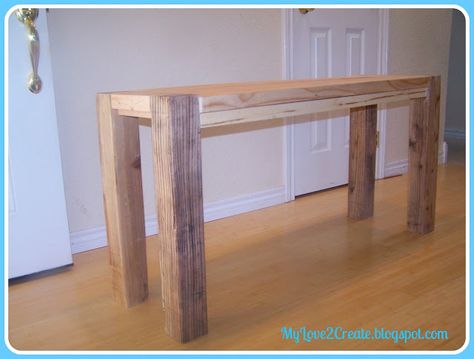 With kids that can't reach into cupboards I find myself tripping over barstools ALL THE TIME in my kitchen.  Instead of 4 barstools, tha... Bar Height Bench, Diy Bar Table, Bar Chairs Diy, Counter Height Bench, Diy Counter, Bar Bench, High Dining Table, Kitchen Bench, Pub Table Sets