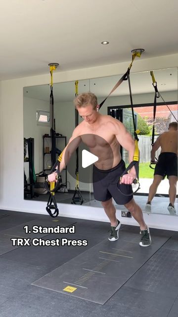 Trx Garage Setup, Trx Workouts For Men, Trx Chest Exercises, Upper Body Trx Workout, Trx Home Gym, Trx Workouts Full Body Exercise, Trx Lower Body Workout, Workouts For Men, Chest Workout For Men