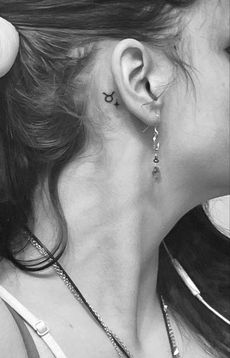 Taurus Ear Tattoo, Ear Tattoo, Behind Ear Tattoo, Tattoos