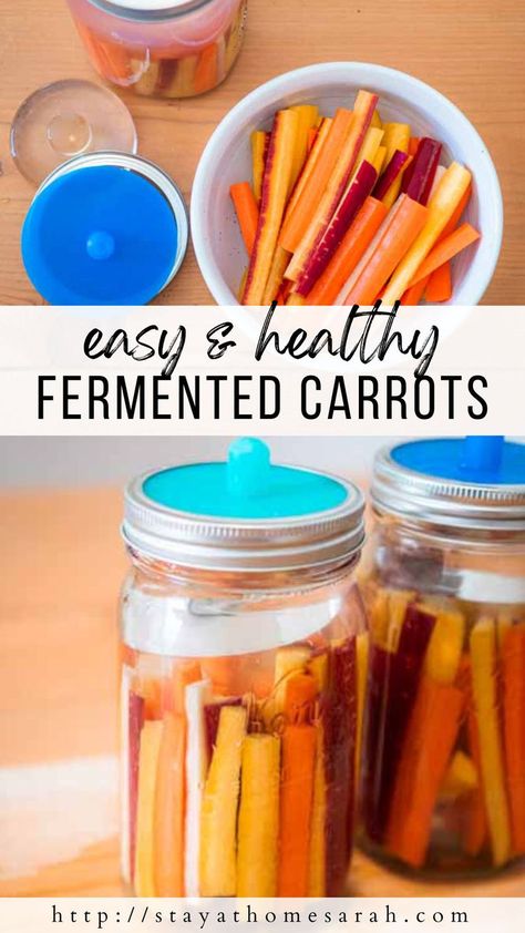 Learn just how easy it is to make these Lacto Fermented Carrots with just two inexpensive ingredients and a little bit of time! Turn organic carrot sticks and sea salt into an absolute superfood filled with beneficial bacteria, enzymes and probiotics through a simple fermentation process. Lacto Fermented Carrots, Fermented Carrots And Ginger, Fermented Carrots, Lacto Fermented, Fermenting Weights, Carrot Sticks, Carrot And Ginger, Healthy Summer Recipes, Ginger Recipes