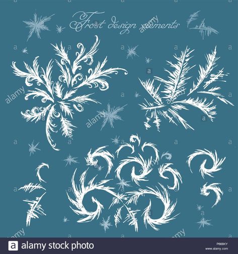 Frost Illustration Art, Winter Foliage Illustration, Icicles Drawing, How To Draw Ice, Winter Pattern Illustration, Winter Illustration Design, Ice Character Design, Frost Painting, Frost Illustration