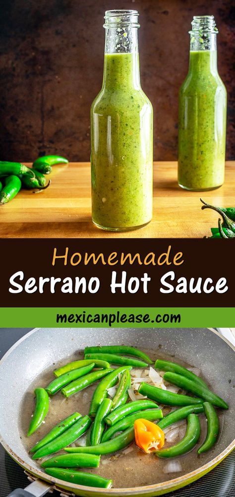 Serrano Hot Sauce Recipe, Serrano Pepper Recipes, Jalapeno Hot Sauce Recipe, Serrano Hot Sauce, Hot Pepper Recipes, Hot Sauce Recipe, Homemade Hot Sauce, Recipe Mexican, Hot Sauce Recipes