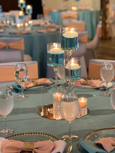 Teal Dinner Party, Teal And Gold Sweet 16 Party Ideas, Aqua Party Decorations, Turquoise Quinceanera Decorations, Teal Birthday Party Ideas, Turquoise Party Decorations, Teal Birthday Decorations, Teal Party Decor, Silver Anniversary Decorations