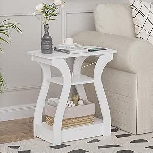 Tall End Table, Shelf For Living Room, Table With Charging Station, Tall End Tables, End Table With Storage, Bedroom White, End Tables With Storage, Low Shelves, Coffee Table With Storage