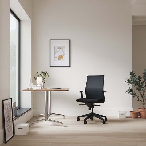 Keilhauer’s 6C at Home reacquaints the at-home workforce with what they are missing most, ergonomics. The 6C arrives flat packed for easy assembly in a fully recyclable box with the goal of making work more comfortable, no matter where work may be. #InteriorDesign #WorkfromHome #ContractFurniture Functional Home Office, Comfy Office Chair, Innovative Office, At Home Office, Home Office Chair, Functional Home, Black Office Chair, Office Seating, Workspace Design