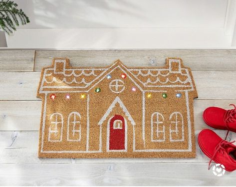 New Christmas doormat! Light up Christmas doormat. Gingerbread house doormat. Pottery barn Christmas decor. @liketoknow.it #liketkit @liketoknow.it.home #LTKSeasonal #LTKhome #LTKfamily #LTKunder50 https://liketk.it/3QWHz Pottery Barn Lighting, Gingerbread Christmas Decor, Ground Pools, Christmas Decorations For Kids, Christmas Doormat, Coir Mat, Diy Ikea, Up House, Pottery Barn Kids