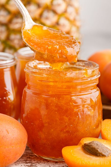 Apricot Pineapple Jam Recipe, Apricot Pineapple Freezer Jam Recipe, Pineapple Jam With Pectin, Apricot Jam Recipe With Pectin, Canning Apricots, Apricot Pepper Jam Recipe, Spicy Apricot Jam, Apricot Pineapple Jam, Apricot Jam Recipe