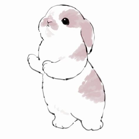 Bunny Icons Soft, Bunny Standing Up Drawing, Bunny Drawing Aesthetic, Anime Bunny Kawaii, White Bunny Drawing, Bunny Face Drawing, Bunny Drawing Simple, Bunny Drawings, Chibi Bunny