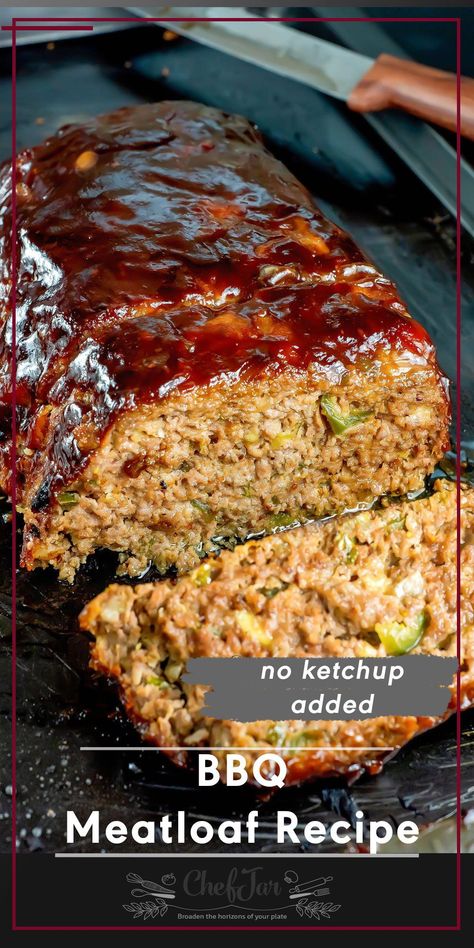 Try this BBQ Meatloaf! This easy meatloaf recipe starts with tender and flavorful meatloaf made with ground beef and coated with barbecue meatloaf glaze on top. It's the juiciest and tastiest meatloaf ever! #meatloaf #meatloafrecipe #groundbeef Barbecue Meatloaf Recipes, Meatloaf Sauce Recipe, Meatloaf With Bbq Sauce, Barbecue Meatloaf, Grilled Meatloaf, Meatloaf Topping, Bbq Meatloaf, Easy Ground Beef Recipes, Beef Meatloaf