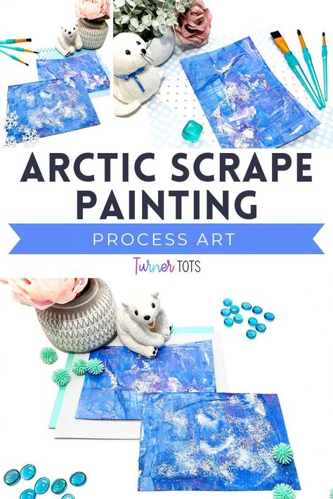 Looking for an Arctic themed art project? Paint and Epsom salt are perfect for creating an icy Arctic scene! Let imaginations run wild as your toddlers imagine what the Arctic must look like. Evoke wonder and curiosity as they scrape paint and add Epsom salt to look like snow. Click to read more details about this Arctic craft for kids, and soon you’ll be on your way to creating a scrape painting with Epsom salt for an Arctic art masterpiece that your toddlers will love! Arctic Plants For Kids, Arctic Theme Art, Arctic Fox Art For Kids, Arctic Seal Craft, Artic Hare Craft For Kids, Arctic Hare Craft Preschool, Preschool Arctic Animals Crafts, Artic Crafts For Kids, Arctic Animal Art Preschool