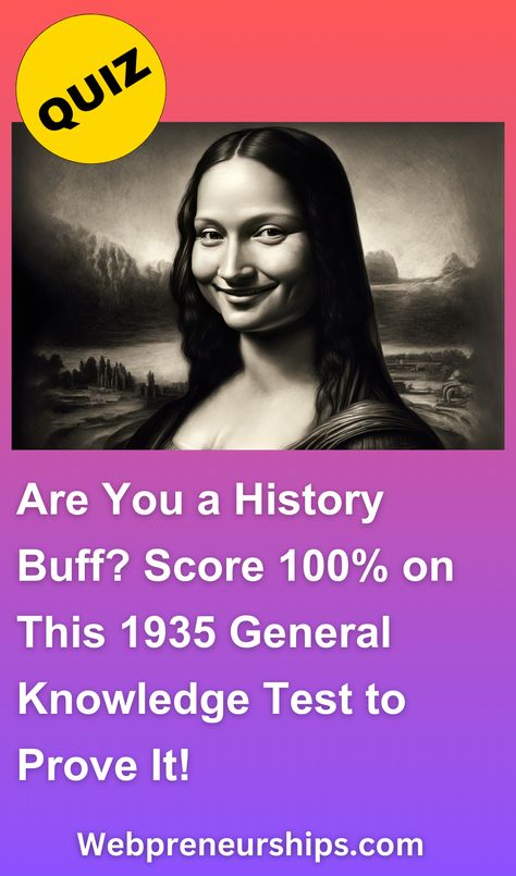 Dive into the past with our 1935 general knowledge quiz and see if you can outsmart history. Achieving a perfect score is rare—do you have what it takes? Share your results in the comments!  ******** Playbuzz Quiz Quizzes Riddle IQ Buzzfeed Quiz Test Genius Brain Trivia Webpreneurships Quiz Brain Test Questions, Buzzfeed Trivia, Random Knowledge Quiz, General Knowledge Quiz With Answers, History Quiz Questions, College Quiz, Quizzes And Answers, Personality Test Quiz, Iq Quiz