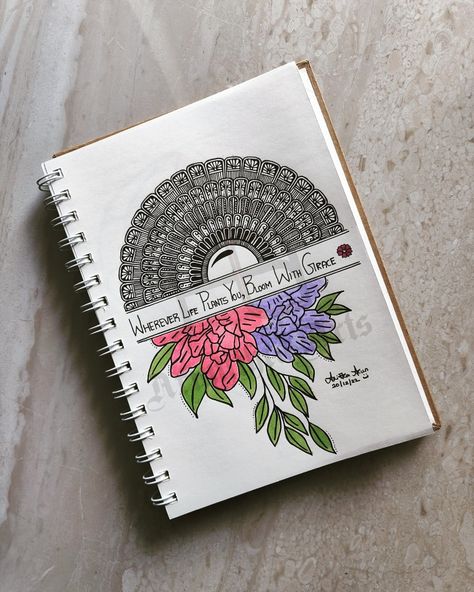 29. FLORAL MANDALA 💐🌸 Mandala Art For Project Front Page, Mandala Art Front Page Design, Mandala Art Cover Page, Mandala Front Page Design, Mandala Cover Page, Mandala Book Cover Design, Sketch Book Front Page Ideas, Mandala Border Design, Mandala Aesthetic