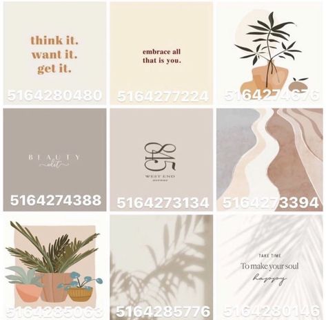 Codes Bloxburg, Modern Decals, Bloxburg Decals Codes Aesthetic, Preppy Decal, Pic Code, Roblox Image Ids, House Decals, Bloxburg Decals Codes Wallpaper, House Decorating Ideas Apartments