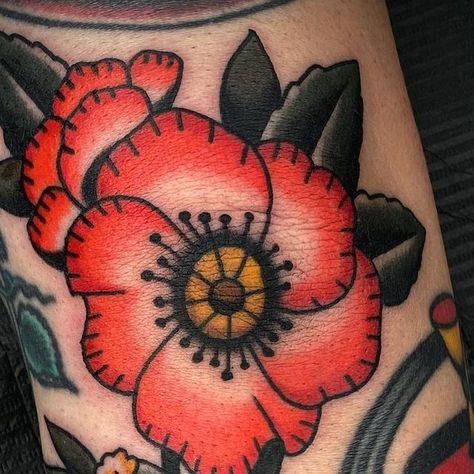 Tony Perez on Instagram: "Elbow Poppy   Drawn to fit." Old School Poppy Tattoo, Poppy Tattoo Traditional, Poppy Tattoo Men, Poppy Tattoo Sleeve, Traditional Poppy Tattoo, Red Poppy Tattoo, Poppy Flower Tattoo, Flower Reference, Poppy Tattoo