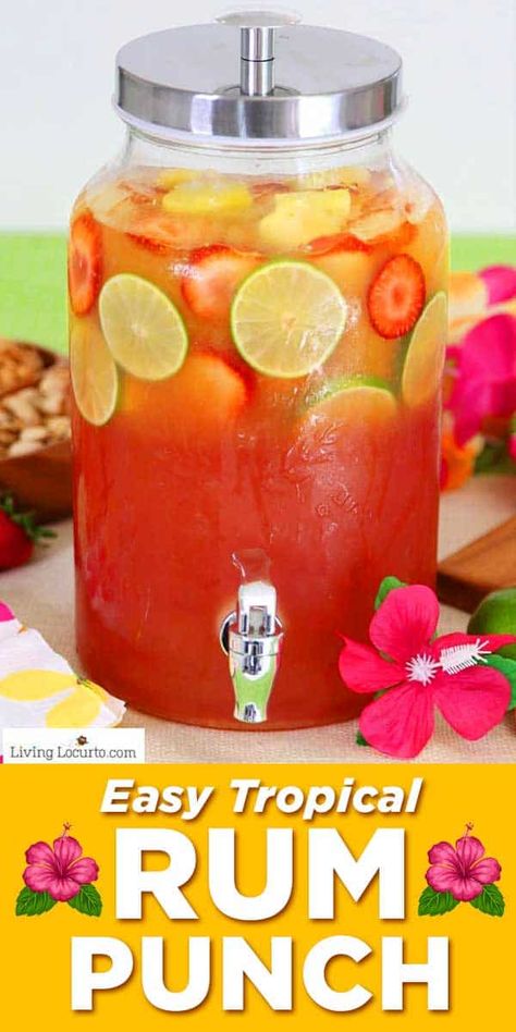 Tropical Rum Punch, Tropisk Fest, Resep Koktail, Yummy Summer Cocktails, Pitcher Drinks, Rum Punch Recipes, Layered Drinks, Brownie Cheesecake, Resep Salad