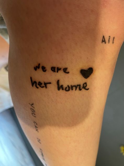 Dad’s handwriting and mom’s handwriting both together to say that they are my home because home is not a place home is where you feel safe and love and for me its them S Handwriting, Home Is Not A Place, Tattoo Mom, Family Tattoo, Family Tattoos, Mom Tattoos, Feel Safe, Home Is Where, I Tattoo