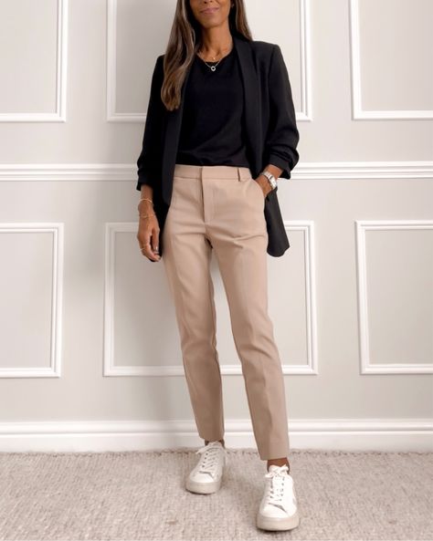 Cigarette trousers curated on LTK Beige Ankle Pants Outfit, Ankle Pants Women Outfit Casual, Trousers Beige Outfit, Fitted Trousers Outfit, Ankle Trousers Outfit, Beige Trouser Outfit Women, Womens Formal Pants Outfits, Beige Pants Outfit Women, Women’s Office Attire