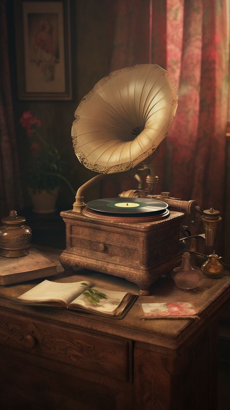 Transform your iPhone and Android screens into a nostalgic getaway with this vintage phonograph wallpaper. 📚✨ Set the tone with a classic twist that strikes a chord in any music lover's heart. 🎵🎙️ Music Wallpaper Classical, Woodwind Instruments Aesthetic, Classic Music Wallpaper, Gramophone Aesthetic Vintage, Gramaphone Wallpapers, Classical Music Aesthetic Wallpaper, Vintage Phone Aesthetic, Gramophone Aesthetic, Classic Music Aesthetic