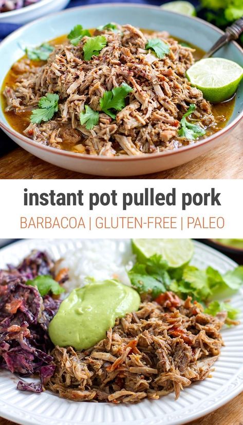 Barbacoa-Inspired Instant Pot Pulled Pork Recipe #instantpot #instantpotrecipes #instantpotpork #pulledpork #porkrecipes #barbacoaecipes Low Carb Make Ahead Meals, Barbacoa Pork, Pork Barbacoa, Pulled Pork Instant Pot Recipe, Instant Pot Pulled Pork, Pastas Recipes, Instant Pot Recipe, Instant Pot Pork, Make Ahead Meals