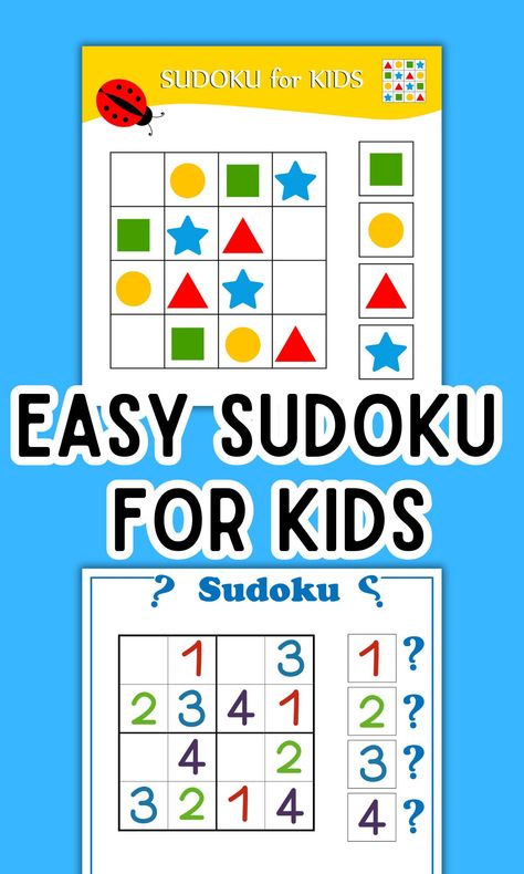 Beginner Picture Sudoku for Kids Printable - In The Playroom Kdp Ideas, Printable Sudoku Puzzles, Printable Sudoku, Sudoku For Kids, Kid Logic, Escape Room Puzzles, Logical Reasoning, Word Search Printables, Free Puzzles