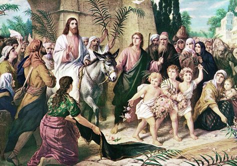 bernhard plockhorst jesus christ's triumphal entry into jerusalem Happy Palm Sunday, Hosanna In The Highest, Triumphal Entry, Sunday Messages, Son Of David, Come Unto Me, Palm Sunday, Holy Week, Jesus Images