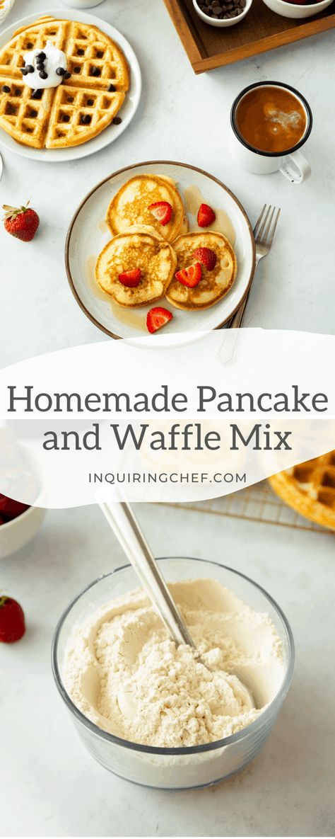 Forget the store-bought stuff and stir up a batch of this mix to keep in the pantry. Delicious homemade pancakes and waffles are always just minutes away. Waffle Mix Recipe, Diy Pancake Mix, Waffle Mix Recipes, Diy Waffles, Baking With Toddlers, Pancake And Waffle, Easy Homemade Pancakes, Pancake Mix Recipe, Homemade Pancake Mix