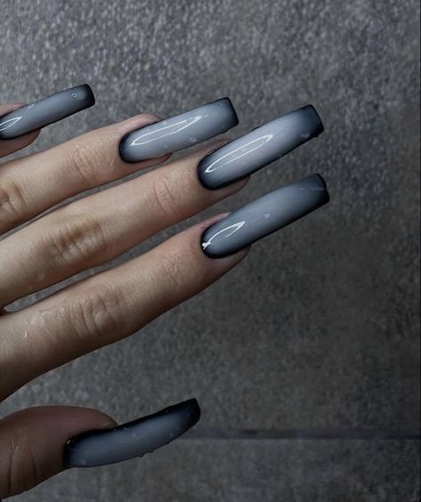 Manicure 2022, Grey Nails, Hippie Nails, Punk Nails, Goth Nails, Basic Nails, Classy Acrylic Nails, Crazy Nails, Manicure Ideas