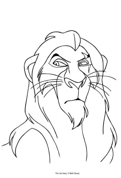 Scar Rey Leon, King Coloring Page, Lion King Coloring Pages, Disney Coloring Pages Printables, Lion King Images, Scar Lion King, Lion Coloring, Super Coloring Pages, Lion King Tattoo