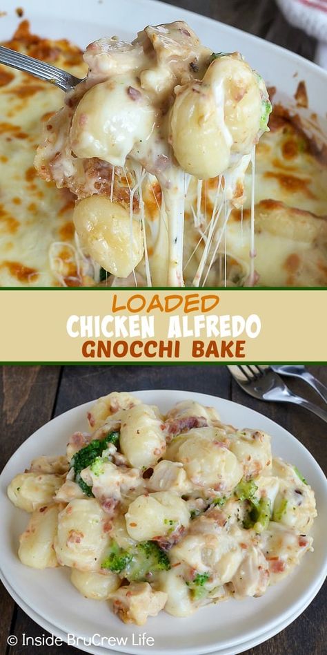 Food Prep For Lunch, Dinners For One Person Healthy, Busy Night Dinners Families Easy Meals, 1 Person Dinner Ideas, Fast Easy Recipes Dinner, Alfredo Gnocchi Bake, Chicken Alfredo Gnocchi, Dinner For 5, Alfredo Gnocchi