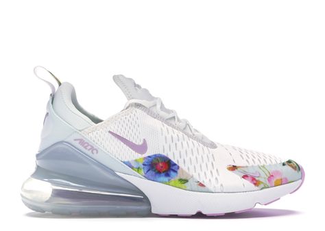 NIKE AIR MAX 270 WHITE FLORAL (W). #nike #shoes Nike Air Max 270 White, Nike Air Max 270, Hot Sneakers, Air Max 270, Jordan Retro, Women's Sneakers, World Of Fashion, White Light, Trading Cards