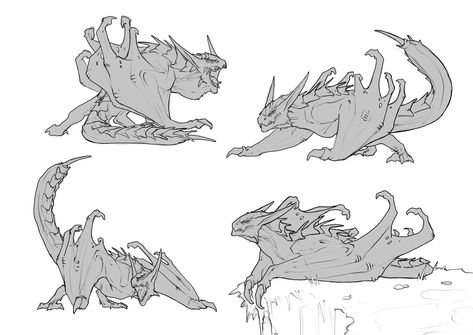 Dragon Poses, Dragon Anatomy, Dragon Drawings, Creature Fantasy, Dragon Sketch, Mythical Animal, Monster Concept Art, Creature Drawings, Dragon Artwork