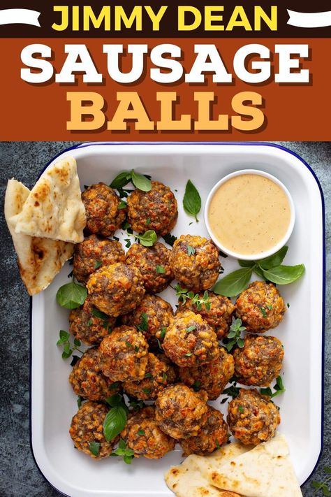 Your family will love these Jimmy Dean sausage balls! They burst with flavor, cheese, and juicy meat. Perfect for breakfast or your next party! Jimmy Dean Sausage Balls, Jimmy Dean Sausage Recipes, Sausage Meatballs Recipes, Recipe For Sausage, Pork Sausage Recipes, Sausage Balls Recipe, Jimmy Dean Sausage, Sausage Meatballs, Recipe For Kids