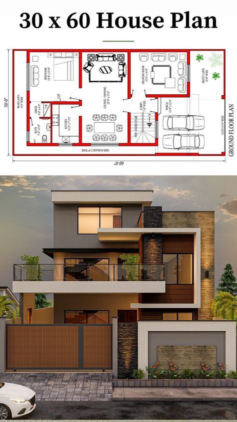 30x60 House Plan | 7 Marla House Plan | 30x60 House Map | 7 Marla House Map | House balcony design, House arch design, House plan gallery North East House Elevation Design, 3 Floor Elevation Design East Facing, Upper Balcony Ideas, 30×60 House Plan North Facing, 30x60 Modern House Plans, House Design 30x60, 30x 60 House Plans, 30x60 East Facing House Plan, 30×60 House Front Elevation