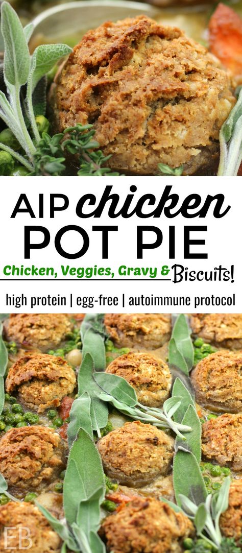 AIP "Chicken and Biscuits" Chicken Pot Pie Aip Chicken Pot Pie, Aip Biscuits, Aip Chicken, Biscuit Chicken Pot Pie, Paleo Autoimmune Protocol, Eat Beautiful, Autoimmune Paleo Recipes, Aip Paleo Recipes, Paleo Meals