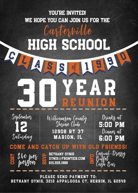 10 Year Reunion Invitation, Class Reunion Save The Date, School Alumni Ideas, Class Of 1994 Reunion, 30 Year Reunion Ideas, 30 Year Class Reunion Ideas, 20 Year Class Reunion Ideas, 20 Year Class Reunion, Class Reunion Ideas