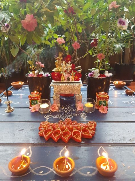 Tulasi Pooja Decoration Ideas, Tulasi Pooja Decoration, Thulasi Plant Decoration, Tulsi Mata, Tulasi Plant, Puja Decoration, Tulsi Vivah, Puja Decor, Mandir Decoration