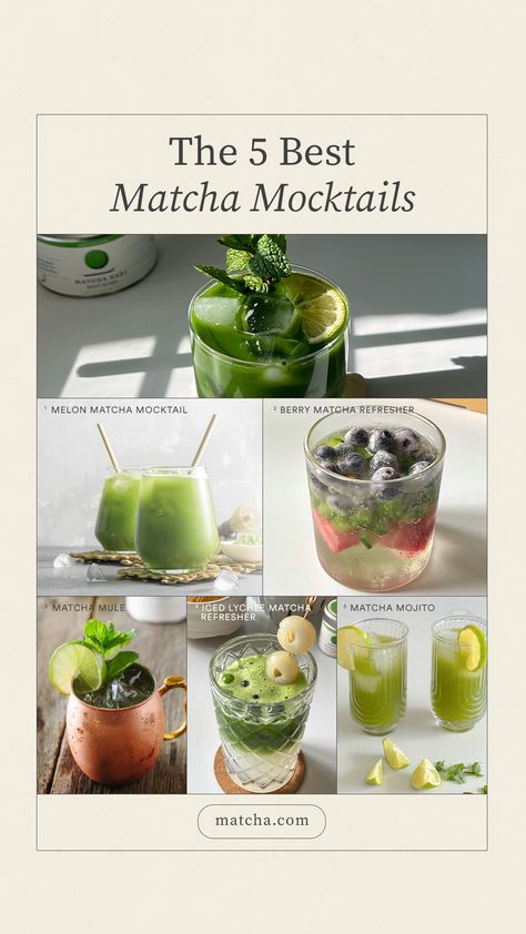 Looking to whip out a refresher or a mocktail?🍹 From sweet to sour to spiced, we have easy and simple non-alcoholic drinks that you will enjoy. Grab your matcha, and get to shaking!  #mocktails #matchamocktails #mocktailideas Matcha Mocktail Recipe, Matcha Ideas, Tea Mocktail, Matcha Cocktail, Recipes With Fruit Cocktail, Matcha Drink Recipes, Matcha Drinks, Matcha Recipes, Best Matcha