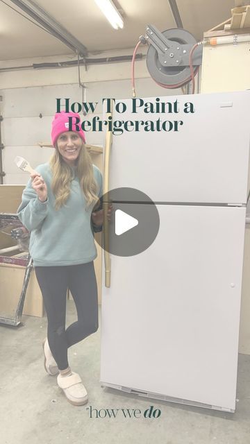 Angie Ivie | How We Do | DIY + Home on Instagram: "Would you ever try painting a fridge?! I’m SO glad I did! This old barn fridge turned workshop drink fridge was given new life thanks to this Appliance Refinishing Paint from @dwilpaint!! The paint has great coverage, it’s low-odor, dry time is only two hours between coats, and it forms a long-lasting finish! Check out the link in my bio or comment link and use code HOWWEDO30 to get 30% off! The paint comes in a few different colors-I used Foggy Gray.⁣
⁣
Doesn’t it look so good? Let me know if you try it. And don’t forget to drink your water! 😜⁣
⁣
#furnituremakeover #dwilpaint #furnituredesign #furnitureflip #furniture" Painted Deep Freezer, Painting A Refrigerator, How To Paint Fridge, How To Paint Appliances, How To Paint A Refrigerator, Painting Appliances Diy, Paint Fridge Diy, Old Fridge Makeover, Fridge Painting Ideas