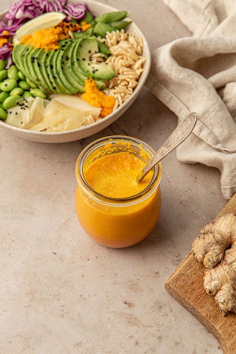 carrot ginger dressing - The Ginger People -NWK Creative 4 Chickpea Rice Bowl, Chickpea Rice, Carrot Dressing, Carrot Ginger Dressing, Ginger People, Rice Bowl Recipe, Rice Bowls Recipes, Ginger Dressing, Carrot And Ginger