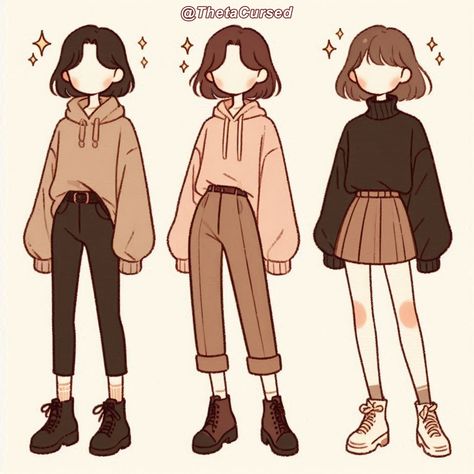 Sweater Outfits Drawing, Clothes Sketch, Outfits Drawing, People Sketches, Outfit Drawing, Cute Sweater Outfits, Female Clothes, Humanoid Creatures, Doodles Drawings