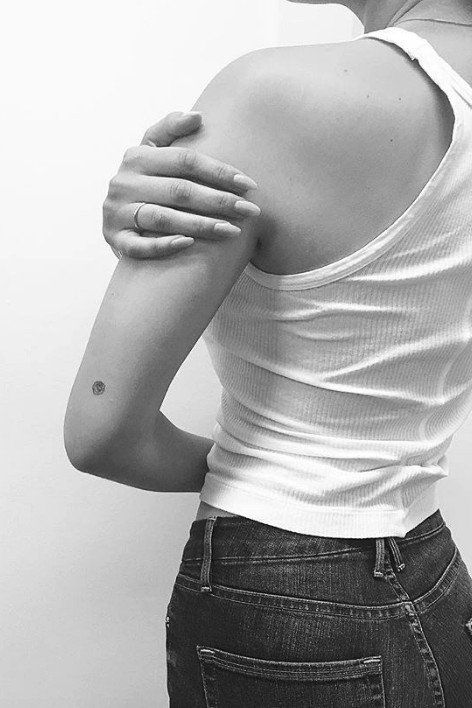 Bella Hadid Tattoo, Best Celebrity Tattoos, Above Elbow Tattoo, Jonboy Tattoo, Elbow Tattoo, Elbow Tattoos, Above Elbow, Small Tattoos For Guys, Celebrity Tattoos