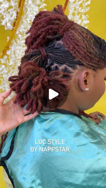 Petal Mohawk Locs, Mohawk With Locs Black Women, Mohawk With Locs, Mohawk Loc Styles Black Women, Petal Loc Styles, Petal Mohawk, Loc Petal Styles, Mohawk Locs, Loc Mohawk