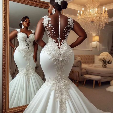 Wedding Gown White Brides, White Bride Dress, Red White Wedding Dress, Wedding Mermaid Dress, Female Elegance, Lace Styles For Wedding, Long White Wedding Dress, Make Dresses, Wedding Dresses Mermaid Sweetheart