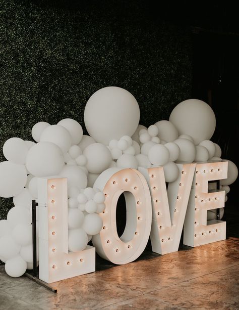 Big Letters Decoration, Letter Lights Wedding, Marquee Letters Wedding, Large Light Up Letters, Engagement Party Balloons, Wedding Dancefloor, Reception Dance Floor, Wedding Reception Dance, Wedding Reception Dance Floor