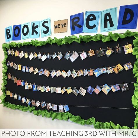 Make your Classroom Book a Day reads visible without spending a ton of time. Here's a simple hack that will have you caught up in no time. Year 1 Classroom, Reading Display, Reading Bulletin Boards, Library Bulletin Boards, Decor Classroom, School Displays, Themed Classroom, Book Corners, Classroom Bulletin Boards