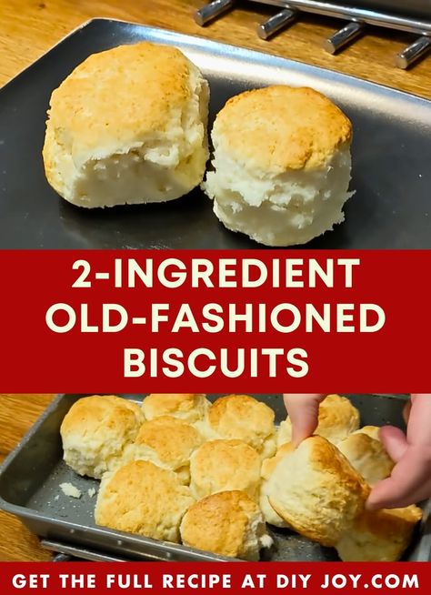 2-Ingredient Old Fashioned Biscuits via @diyjoycrafts 2 Ingredient Biscuits, Best Homemade Biscuits, Easy Dinner Sides, Homemade Biscuit, Apple Butter Crock Pot, Easy Biscuit Recipe, Southern Biscuits, Cream Biscuits, 3 Ingredient Recipes