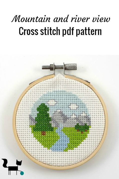 Mountains And River, Beginner Cross Stitch, Pumpkin Cross Stitch, Desert Road, Cross Stitch Beginner, Nature Cross Stitch, Cross Stitch Bookmarks, Mini Cross Stitch, Pola Sulam