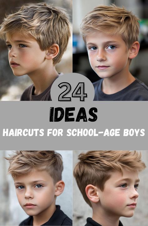 Choosing the right haircut for school-age boys can be a challenge, but this list of 24 cool haircuts makes it easy. Whether you want a timeless, clean-cut style or something a bit more modern and trendy, there’s a haircut here for every personality and lifestyle. From fades and undercuts to textured crops and longer styles, these haircuts combine practicality with style, making sure your little one feels confident and ready to take on the world. Boys Haircuts 10-12, Boys Haircut 8-10, Short On Sides Long On Top Boys Haircut, Hair Styles For Boys With Straight Hair, Boys Faded Cut, Boys Haircuts For Thick Hair, Surfer Boy Haircut Kids, Trendy Little Boy Haircuts, Straight Haircuts For Boys